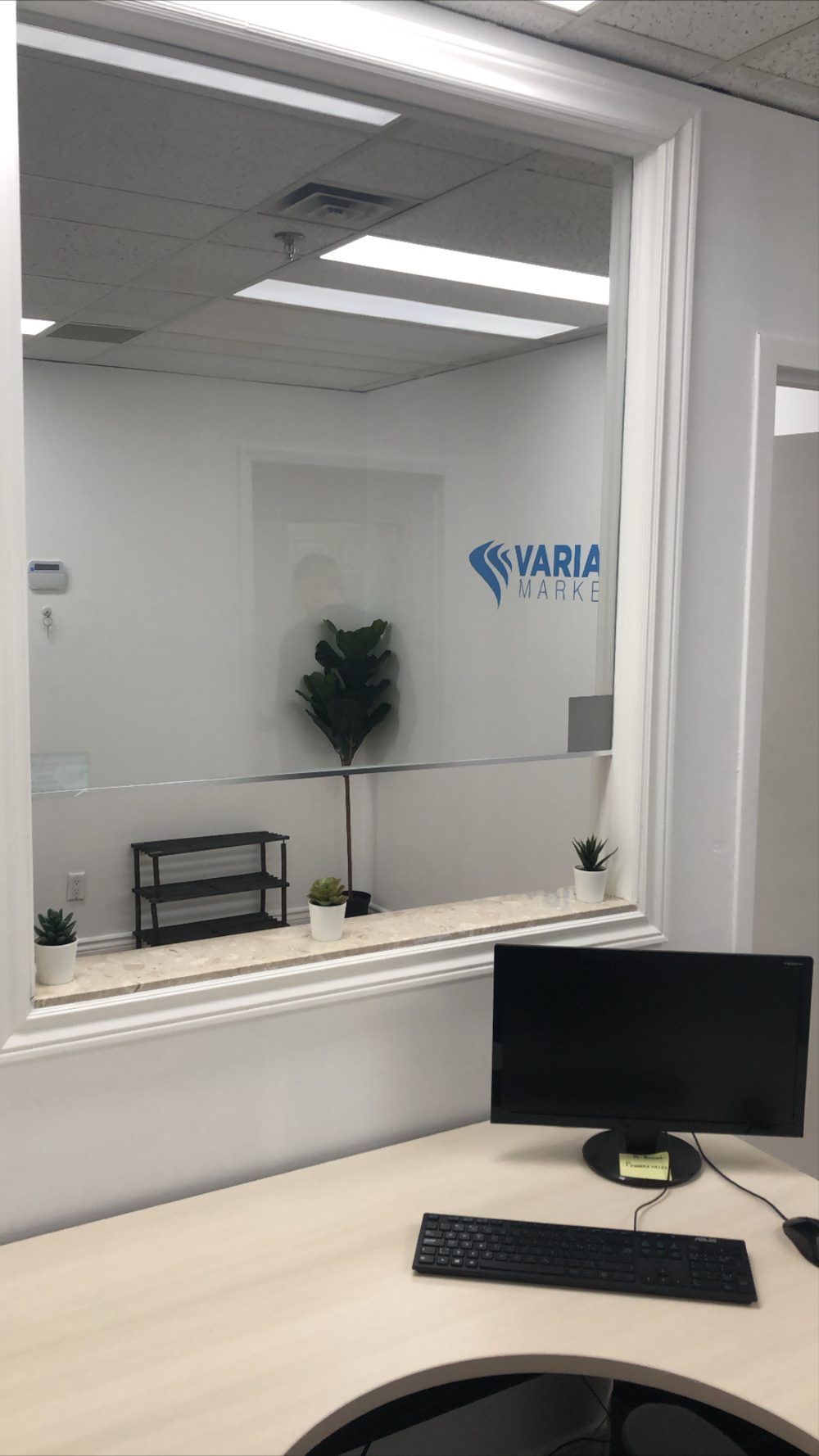 The Variance Marketing office, with the logo on the glass